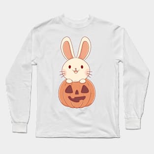 cute bunny in pumpkin Long Sleeve T-Shirt